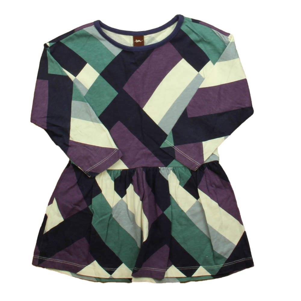 Tea Girls Purple | White Blue Dress Size: 3T Purple | White Blue
