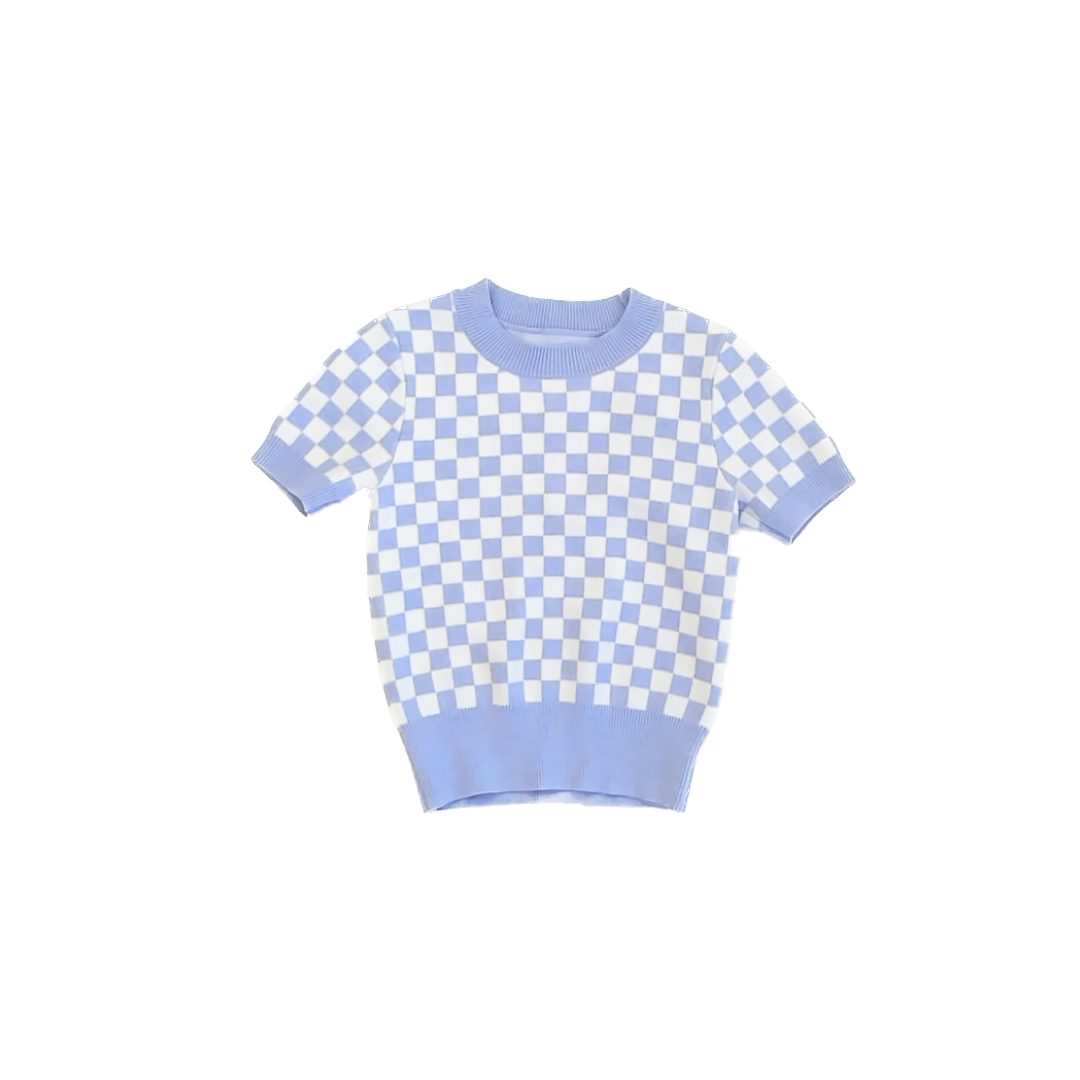 Unknown Girls Purple | White Check Sweater Size: 6 Years Purple | White Check