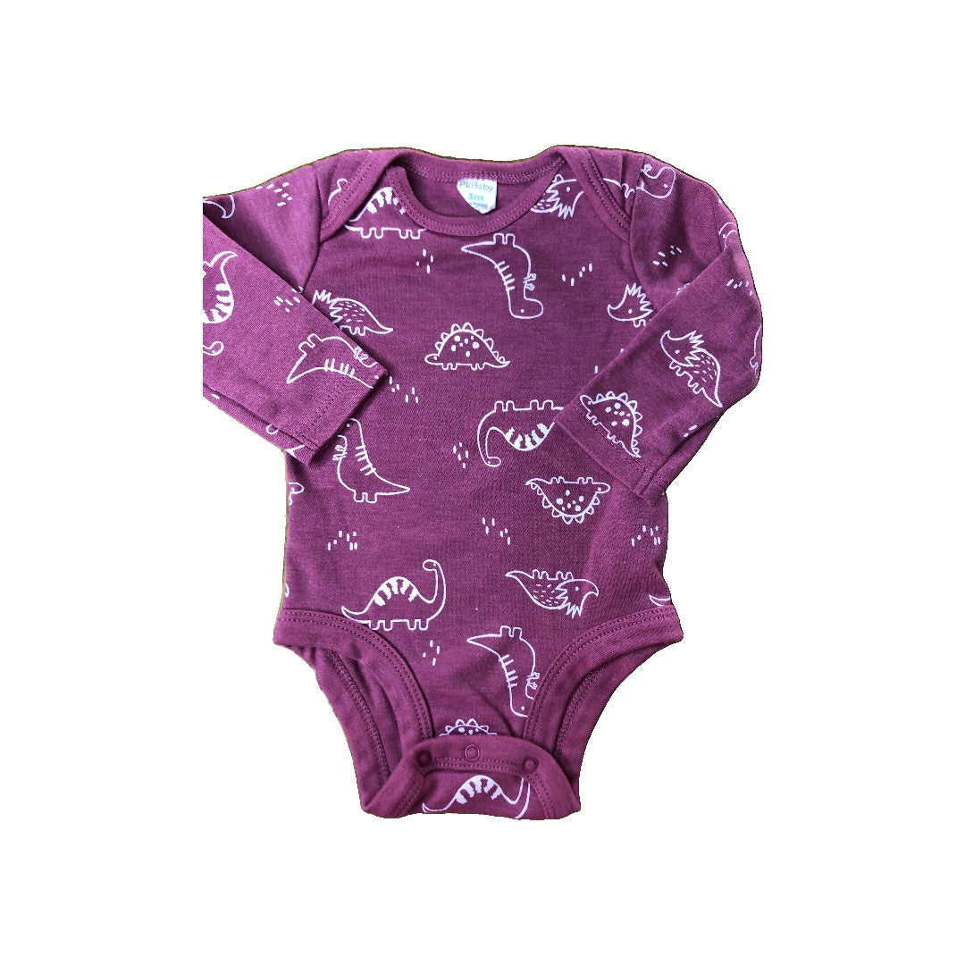 PL Baby Girls purple | White | Dinosaur Onesie Size: 0-3 months purple | White | Dinosaur