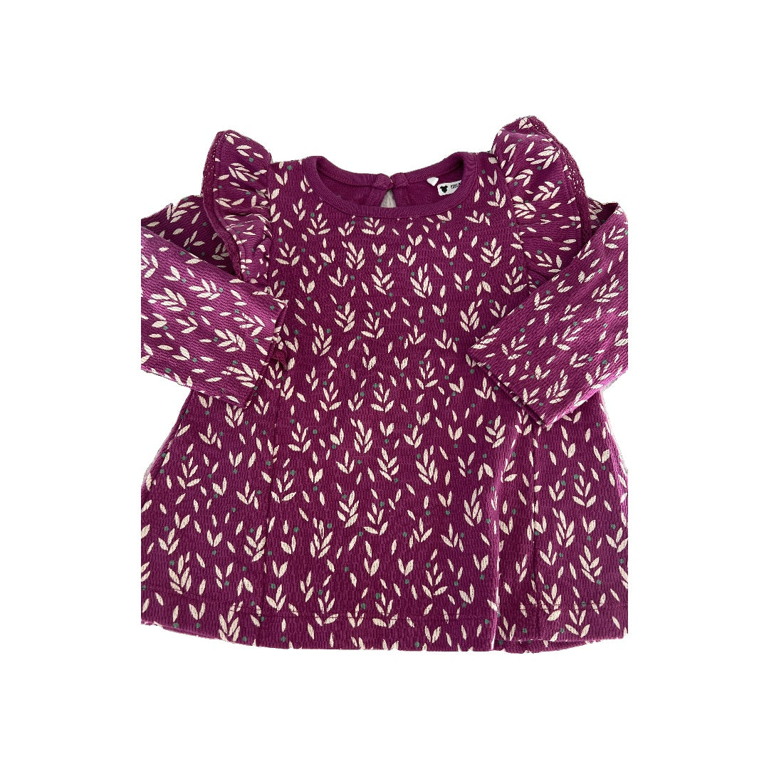 Oliver & Rain Unisex purple | White | Flowers Long Sleeve Shirt Size: 12M purple | White | Flowers