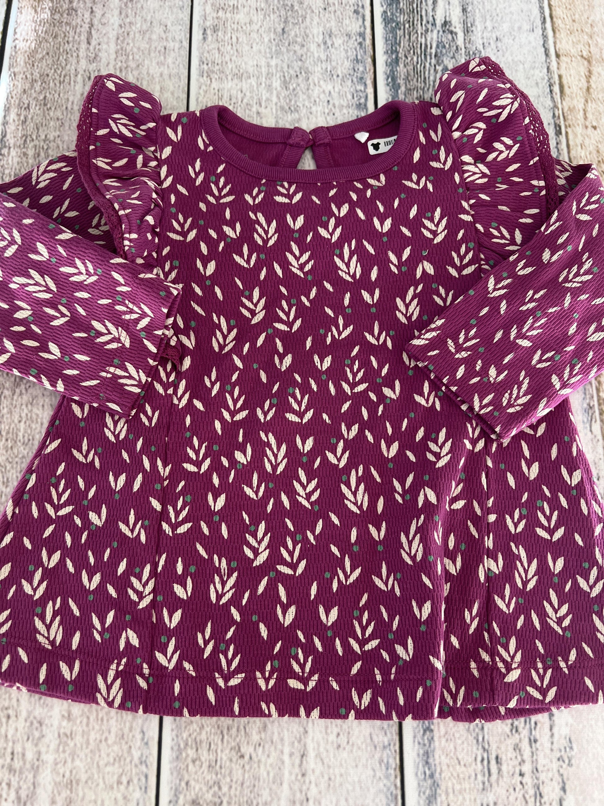 Oliver & Rain Unisex purple | White | Flowers Long Sleeve Shirt Size: 12M purple | White | Flowers