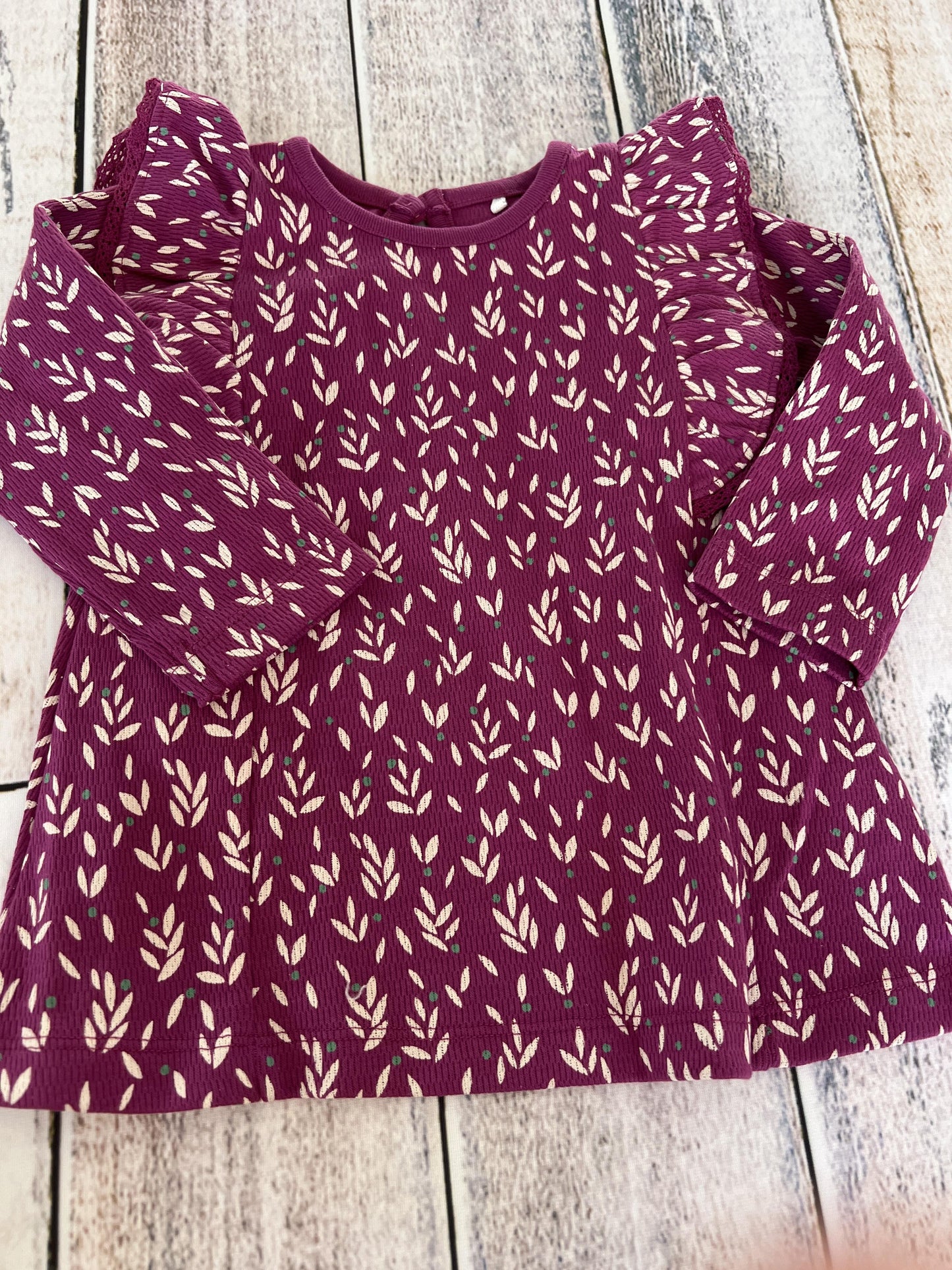Oliver & Rain Unisex purple | White | Flowers Long Sleeve Shirt Size: 18 months purple | White | Flowers