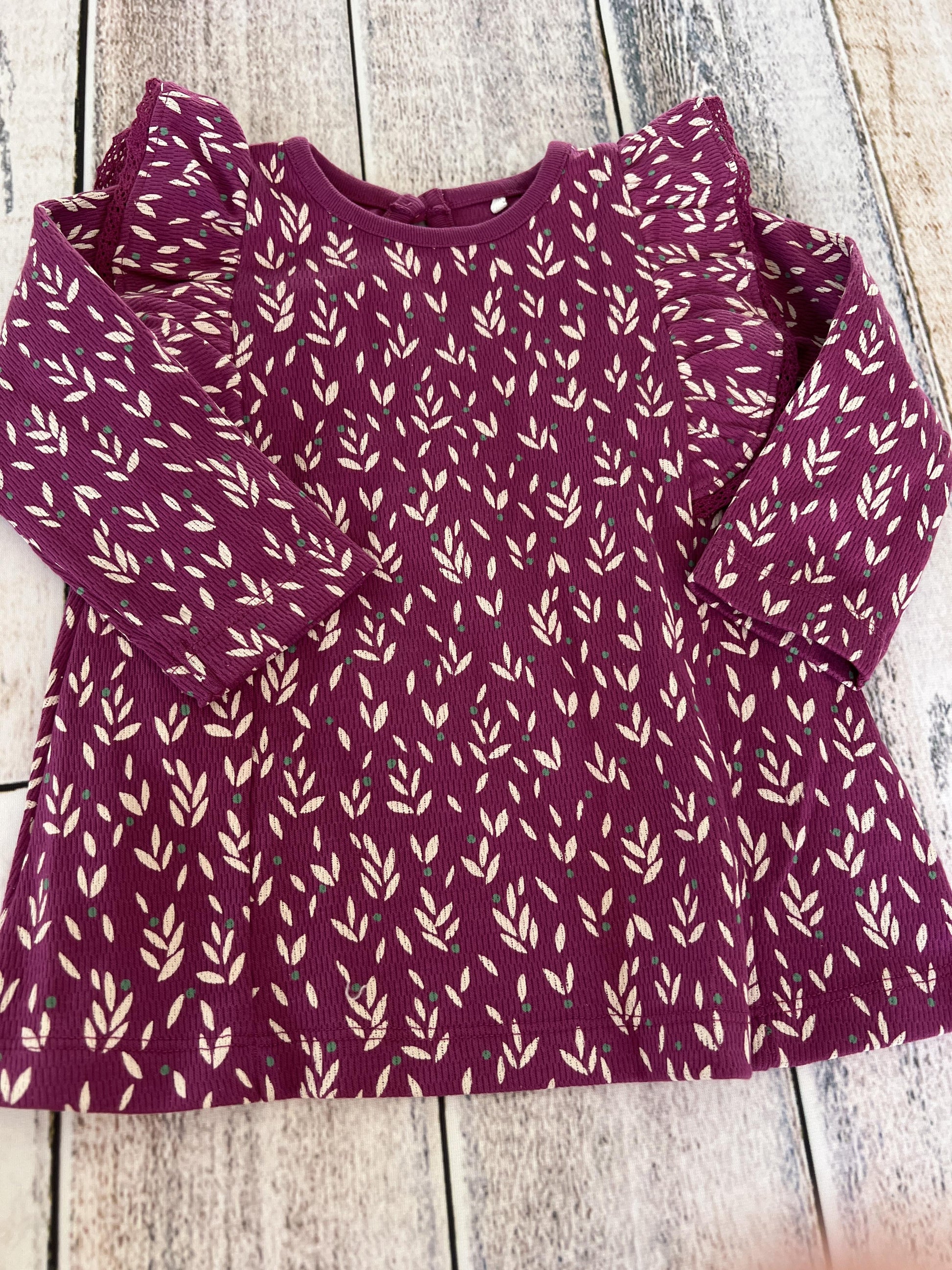 Oliver & Rain Unisex purple | White | Flowers Long Sleeve Shirt Size: 18 months purple | White | Flowers