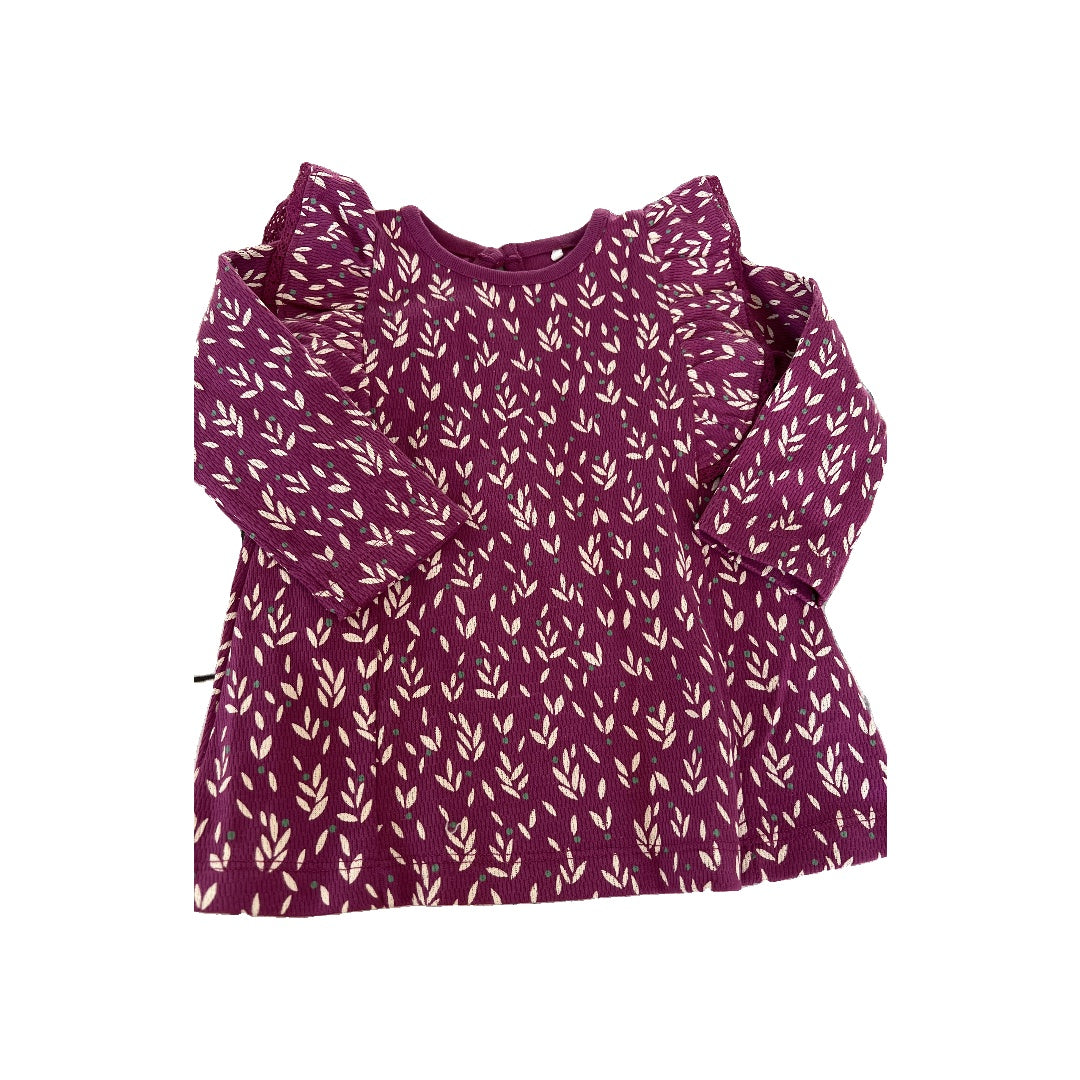 Oliver & Rain Unisex purple | White | Flowers Long Sleeve Shirt Size: 18 months purple | White | Flowers
