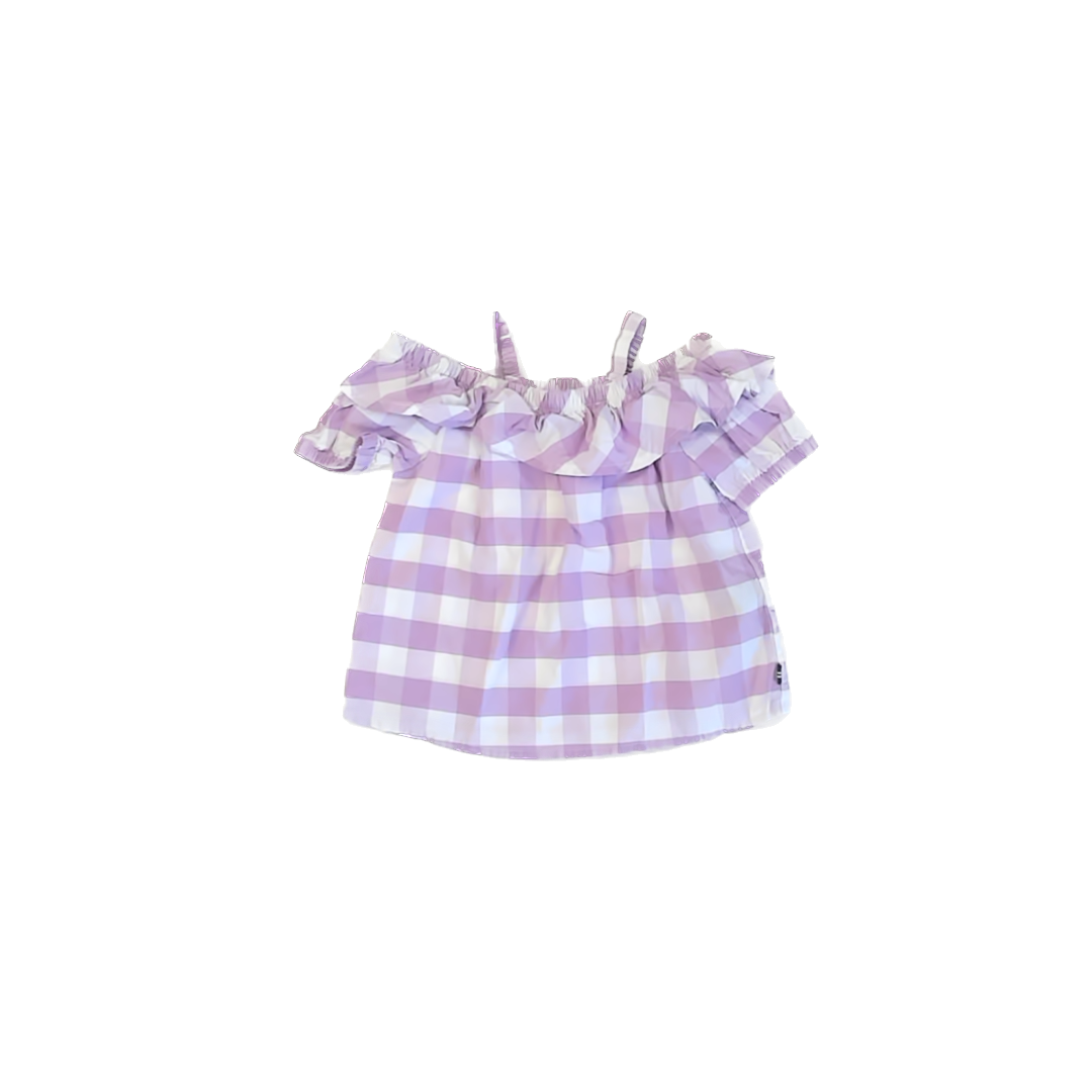 Nautica Girls Purple | White Gingham Short Sleeve Shirt Size: 3T Purple | White Gingham