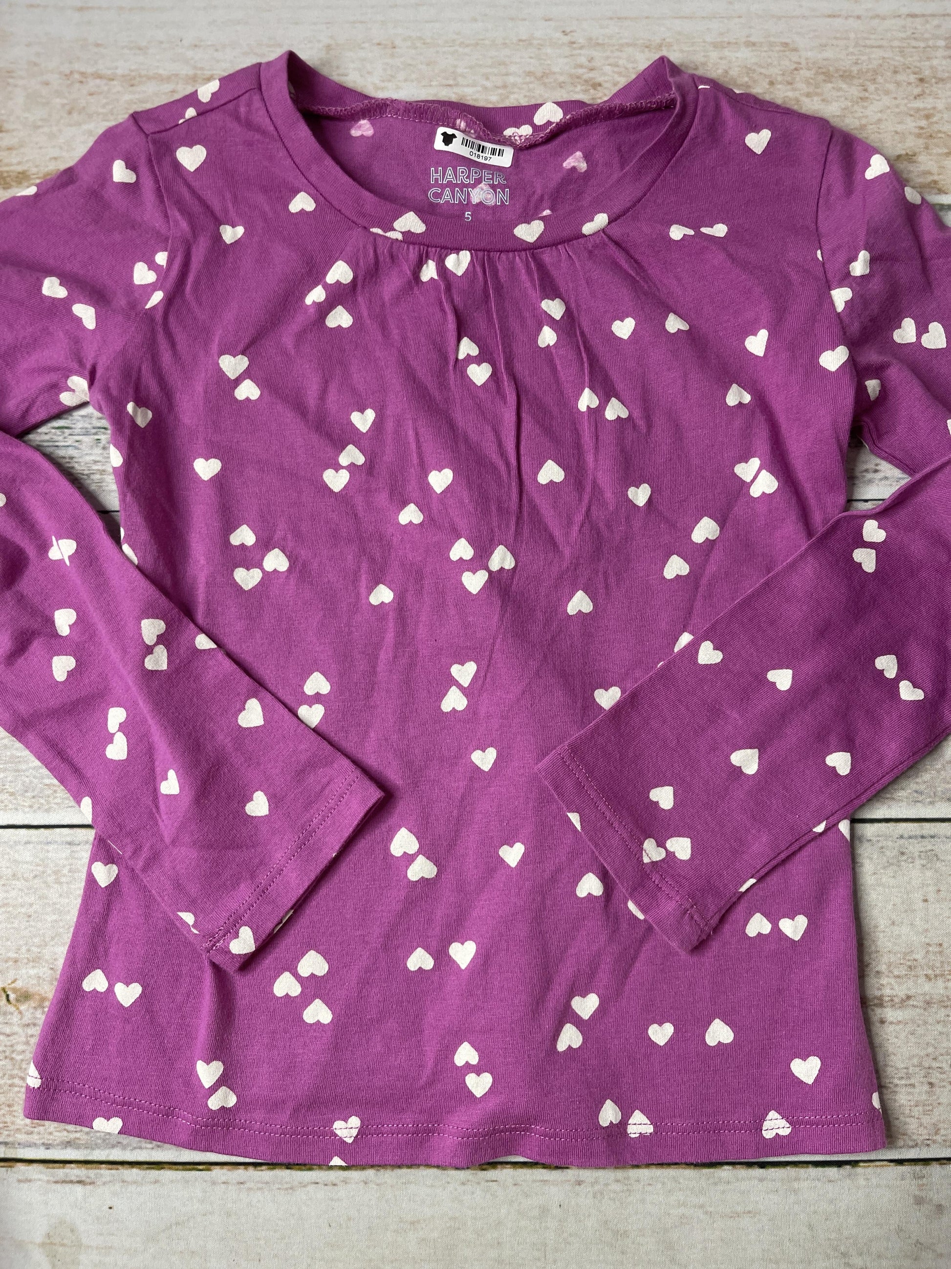 Harper Canyon Girls purple | White | Hearts Long Sleeve T-Shirt Size: 5T purple | White | Hearts