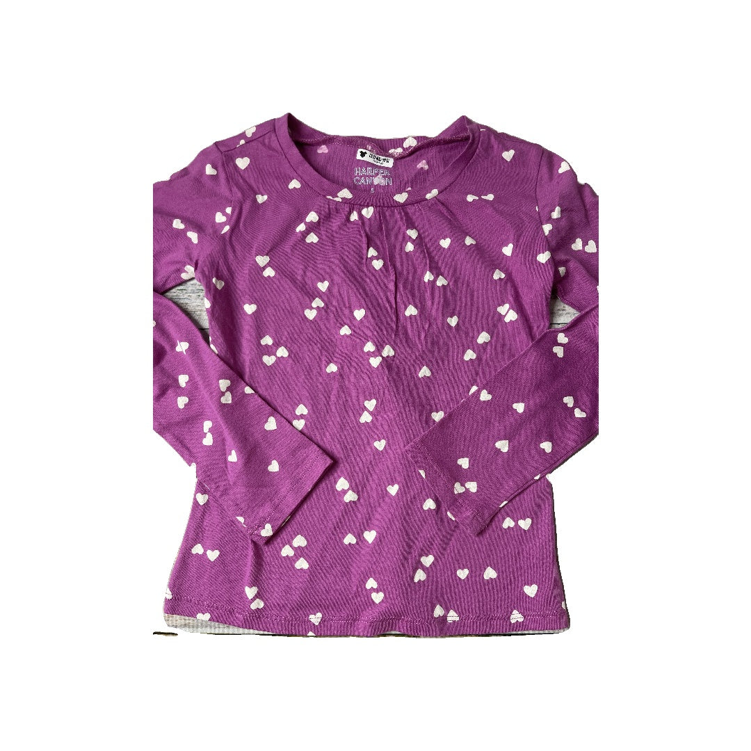 Harper Canyon Girls purple | White | Hearts Long Sleeve T-Shirt Size: 5T purple | White | Hearts