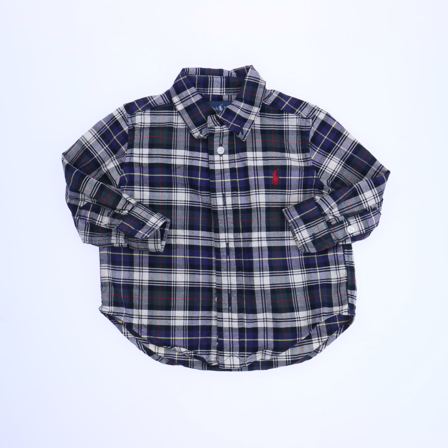 Ralph Lauren Boys Purple | White Plaid Button Down Long Sleeve Size: 12 Months Purple | White Plaid
