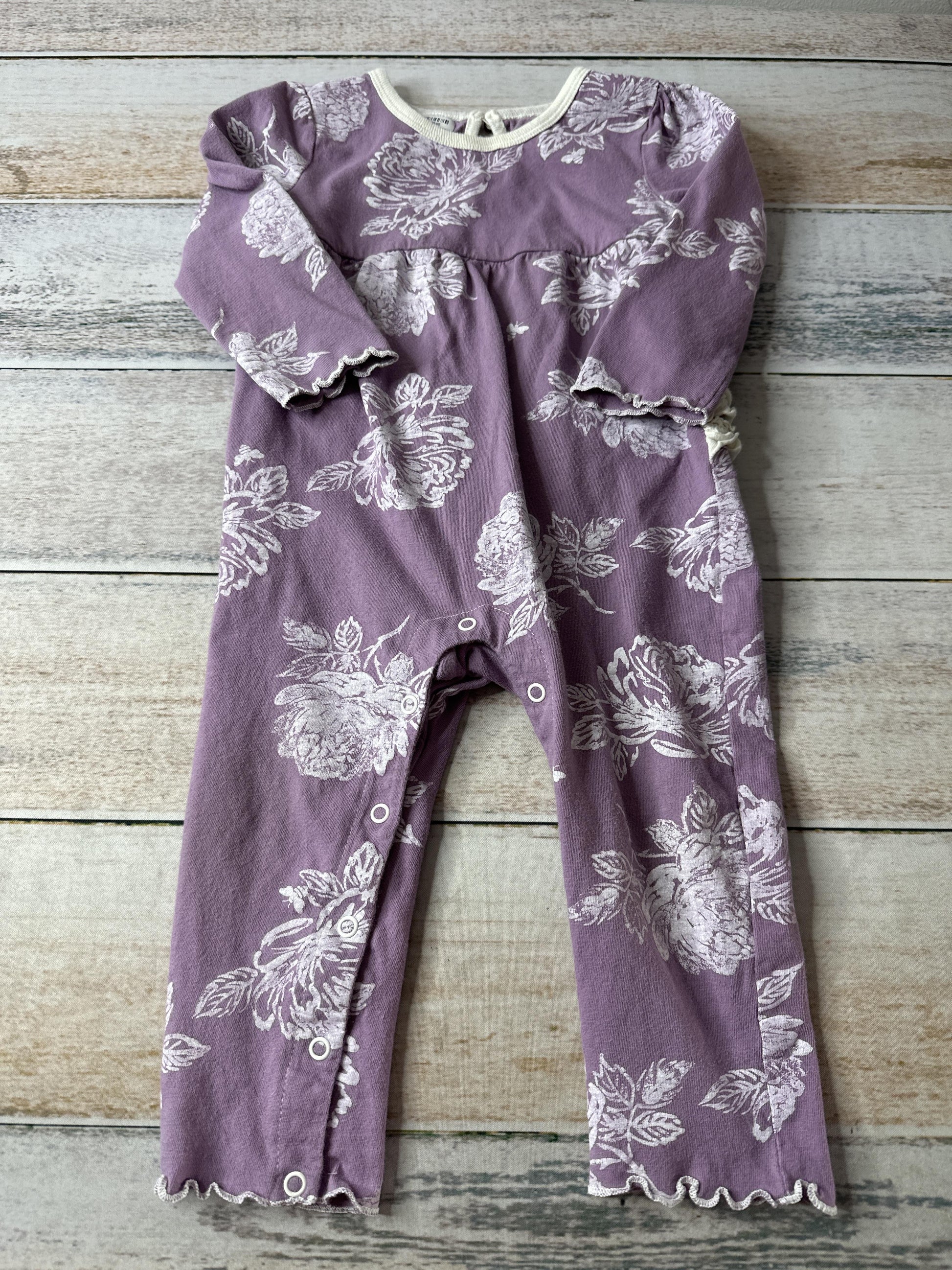 Burt's Bees Girls purple | White Long Sleeve Outfit Size: 18 months purple | White