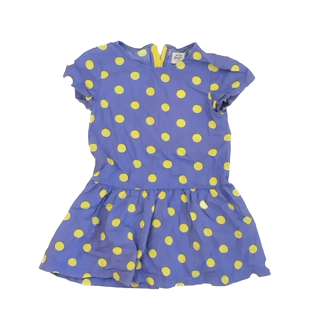 Mini Boden Girls Purple | Yellow Dots Dress Size: 4-5T Purple | Yellow Dots