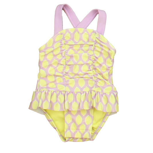 Cat & Jack Girls Purple | Yellow Lemons 1-piece Swimsuit Size: 3-6 Months Purple | Yellow Lemons