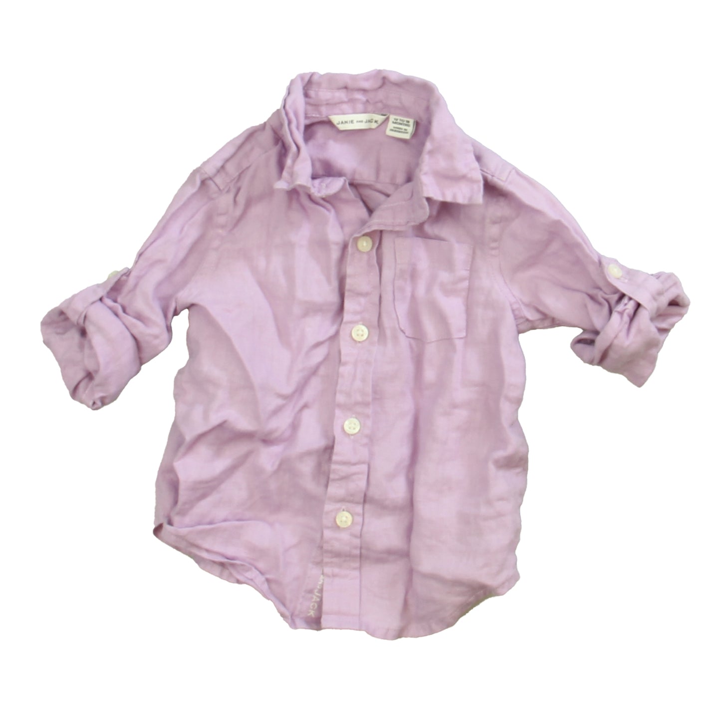 Janie and Jack Boys Purple Button Down Long Sleeve Size: 12-18 Months Purple