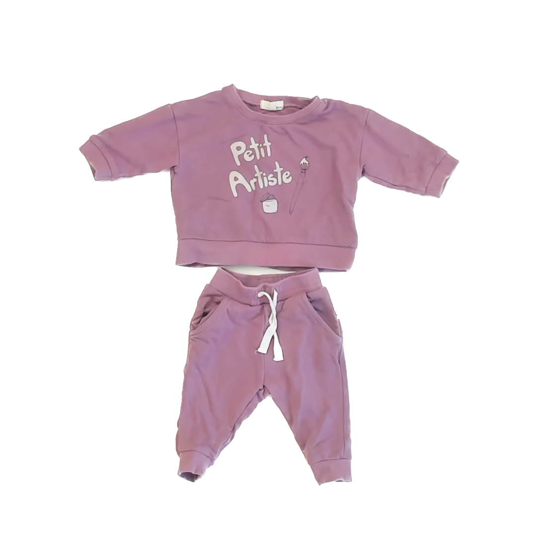 Greige Girls Purple Apparel Sets Size: 9-12 Months Purple