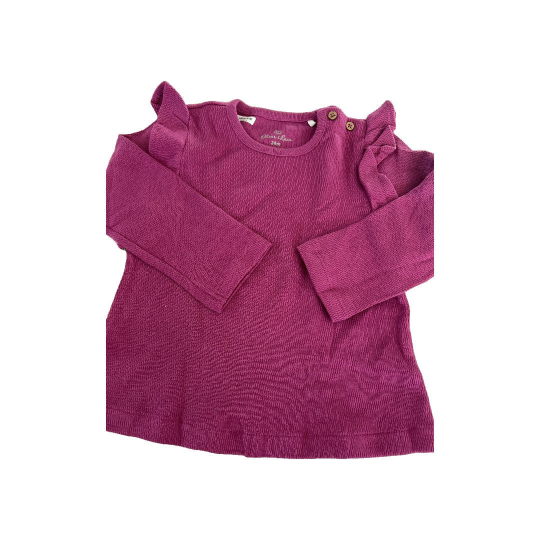 Oliver & Rain Girls purple Long Sleeve Shirt Size: 24 months purple