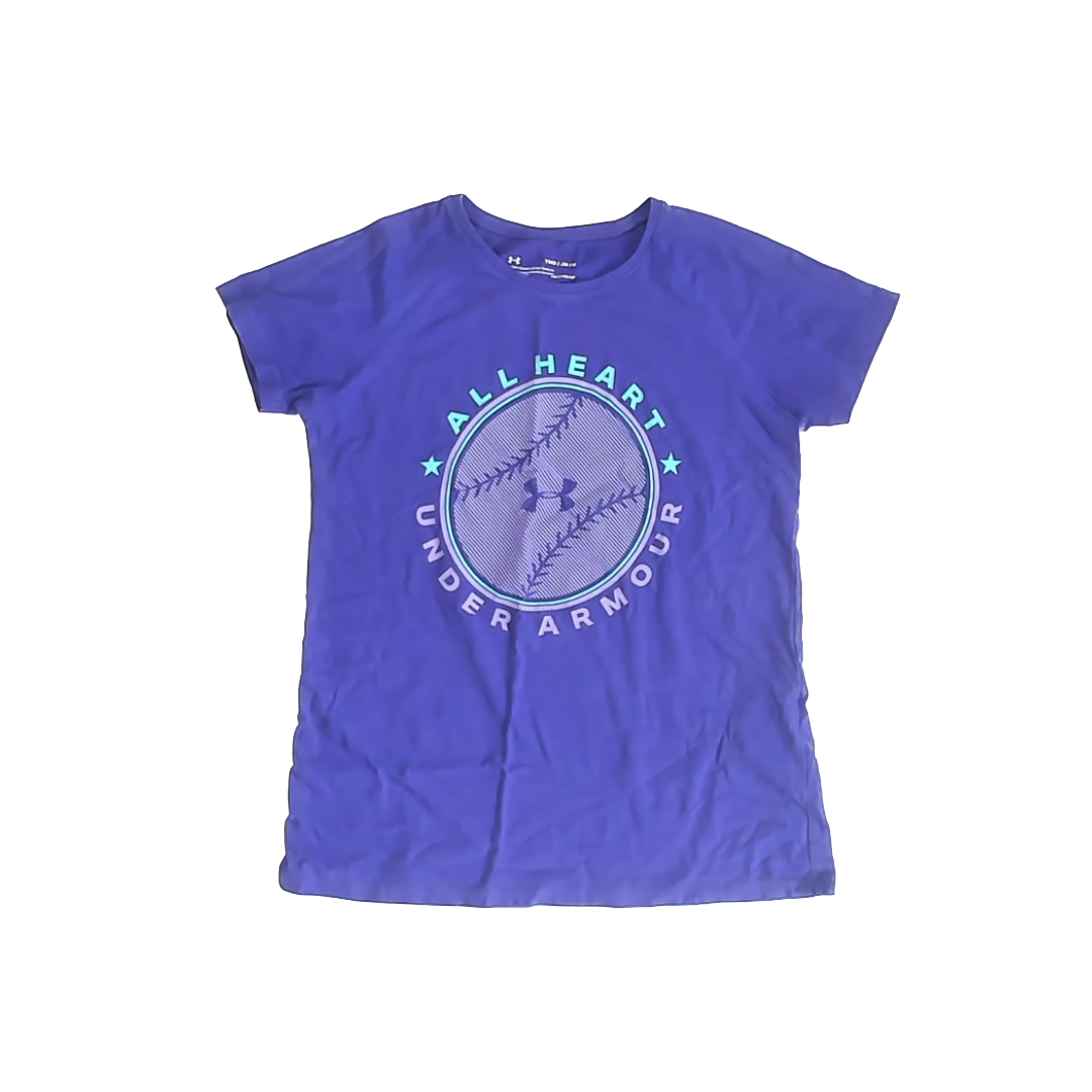 Under Armour Girls Purple Athletic Top Size: 10-12 Years Purple