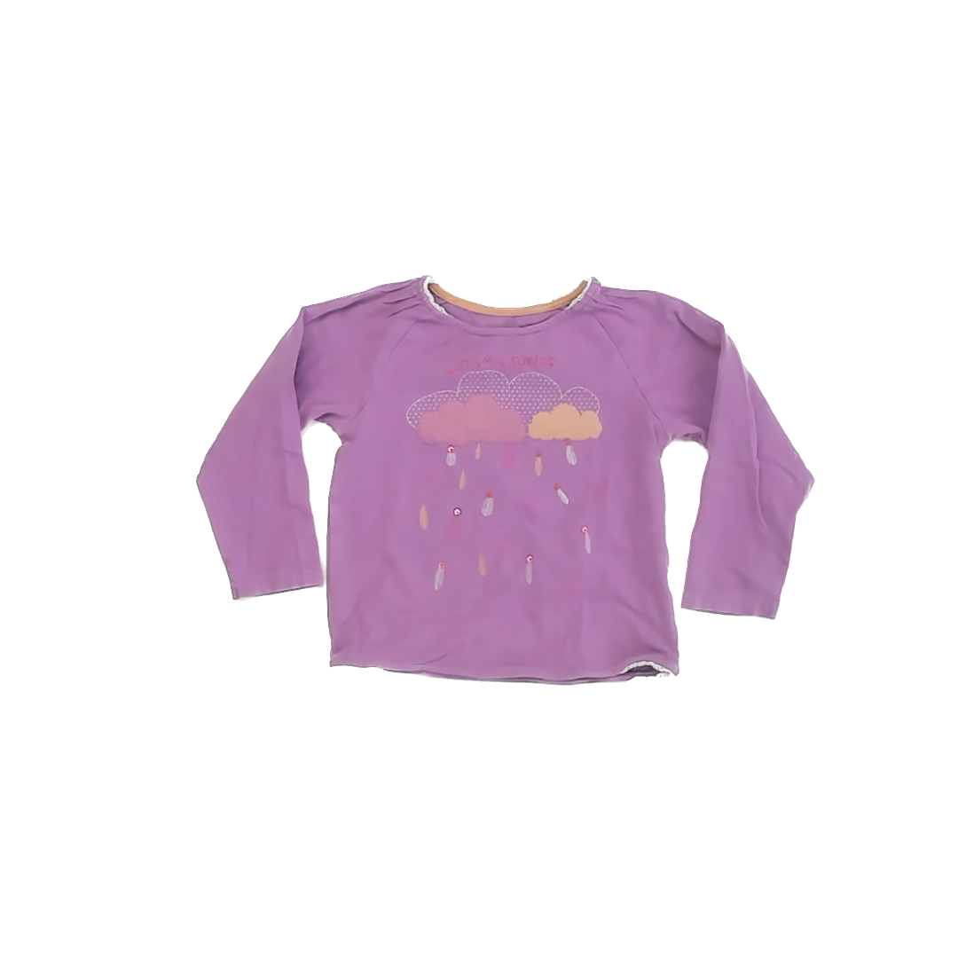 Vertbaudet Girls Purple Long Sleeve T-Shirt Size: 4T* Purple