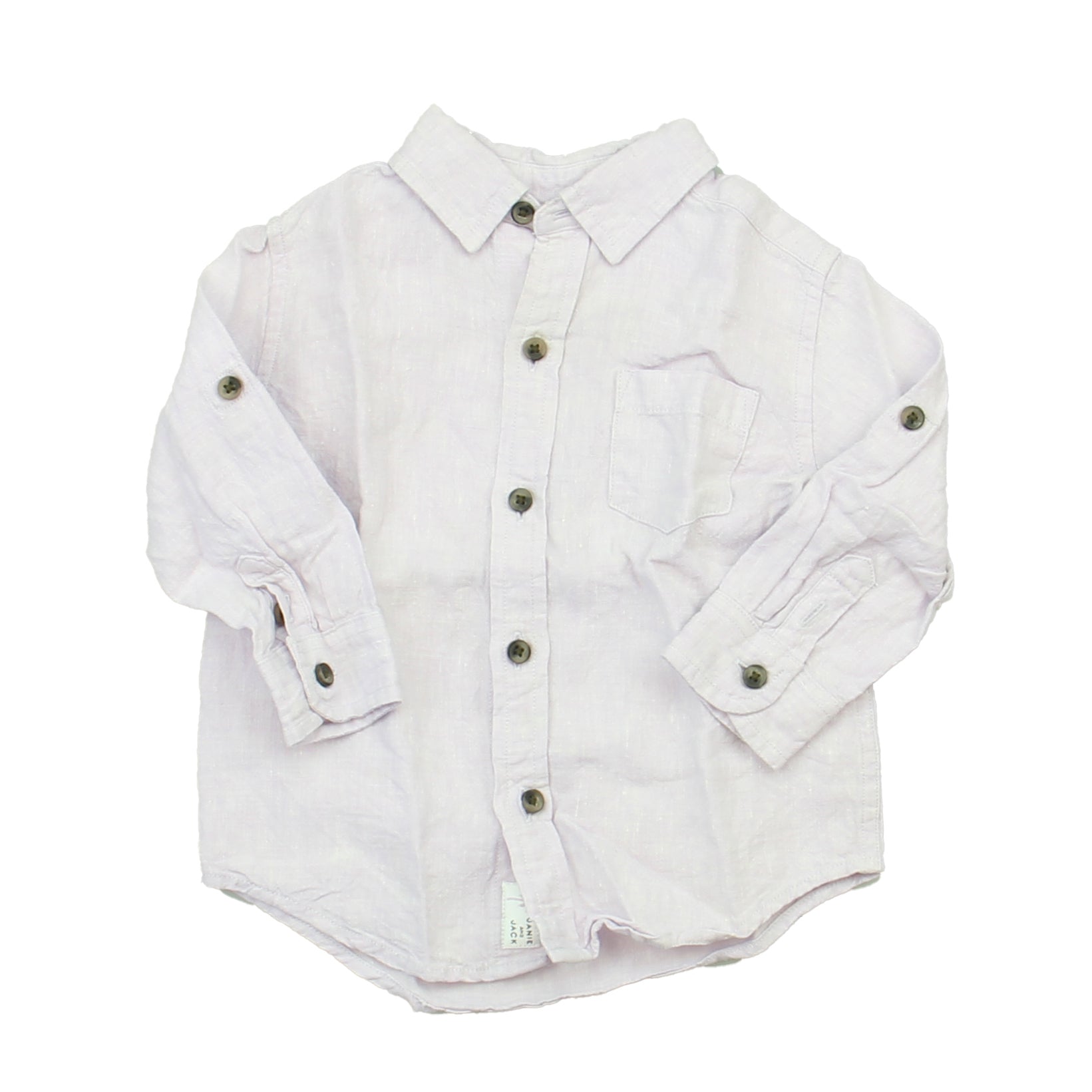 Janie and Jack Boys Purple Button Down Long Sleeve Size: 12-18 Months Purple