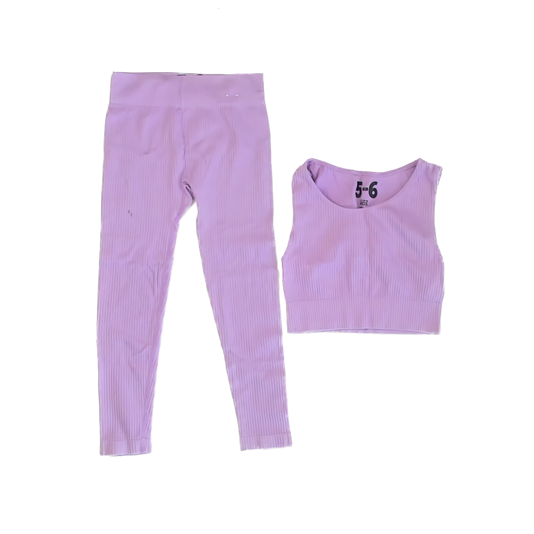 Cotton On Girls Purple Apparel Sets Size: 5-6 Years Purple