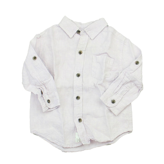 Janie and Jack Boys Purple Button Down Long Sleeve Size: 12-18 Months Purple