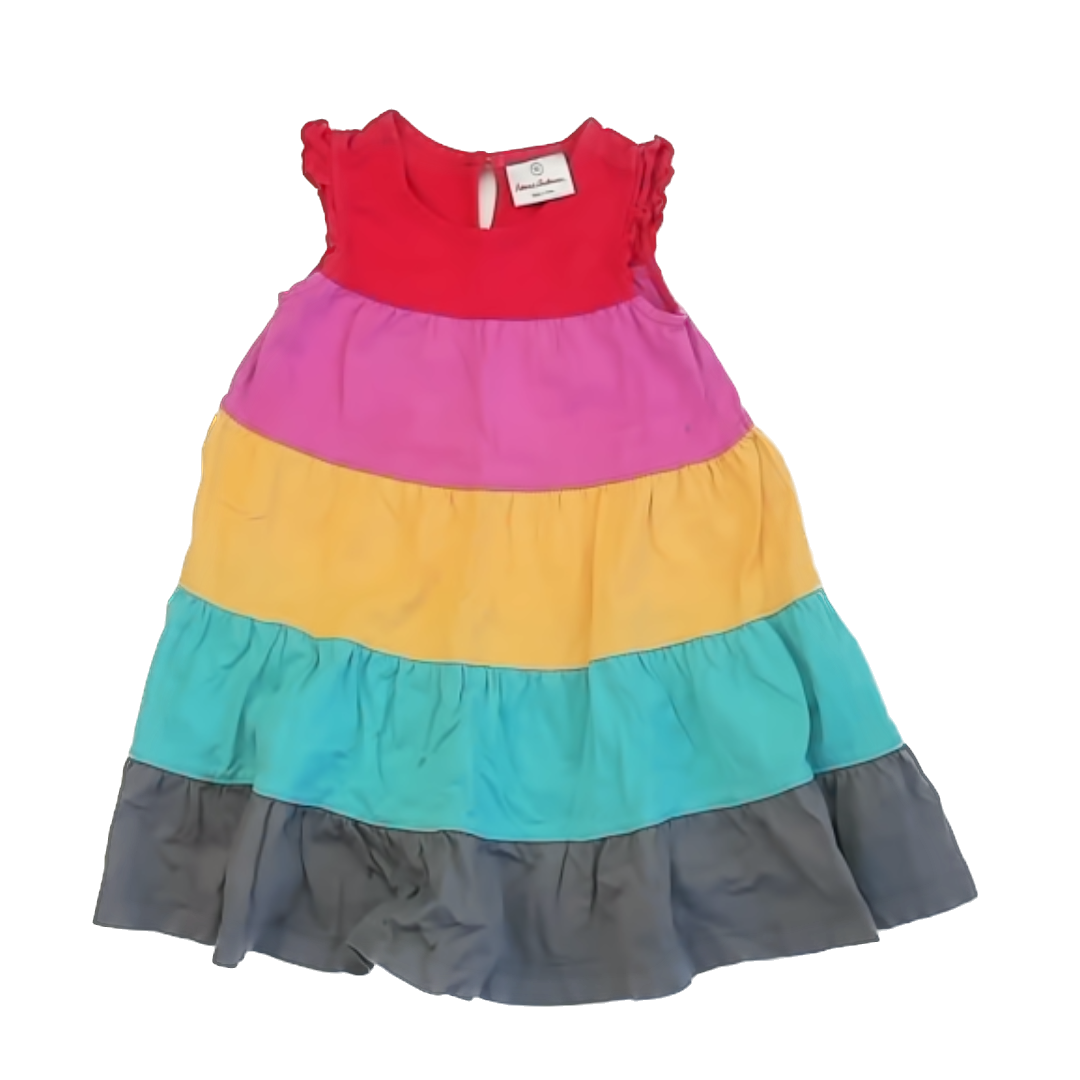Hanna Andersson Girls Rainbow Colorblock Dress Size: 90 (2T) Rainbow Colorblock