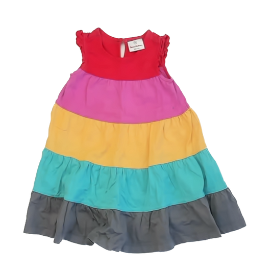 Hanna Andersson Girls Rainbow Colorblock Dress Size: 90 (2T) Rainbow Colorblock