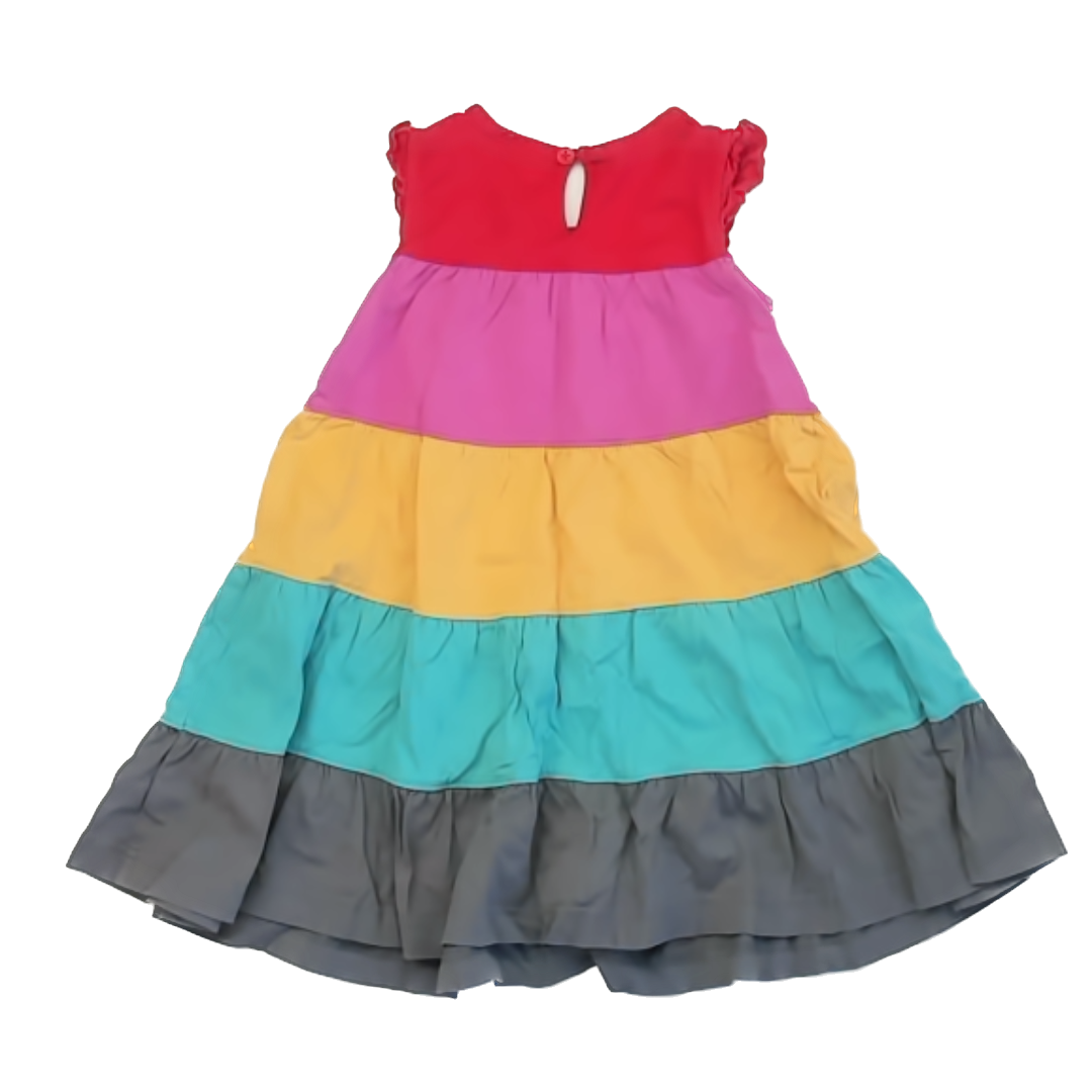 Hanna Andersson Girls Rainbow Colorblock Dress Size: 90 (2T) Rainbow Colorblock