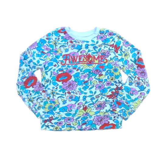 Rockets Of Awesome Girls Rainbow Floral Long Sleeve T-Shirt Size: 7 Years Rainbow Floral