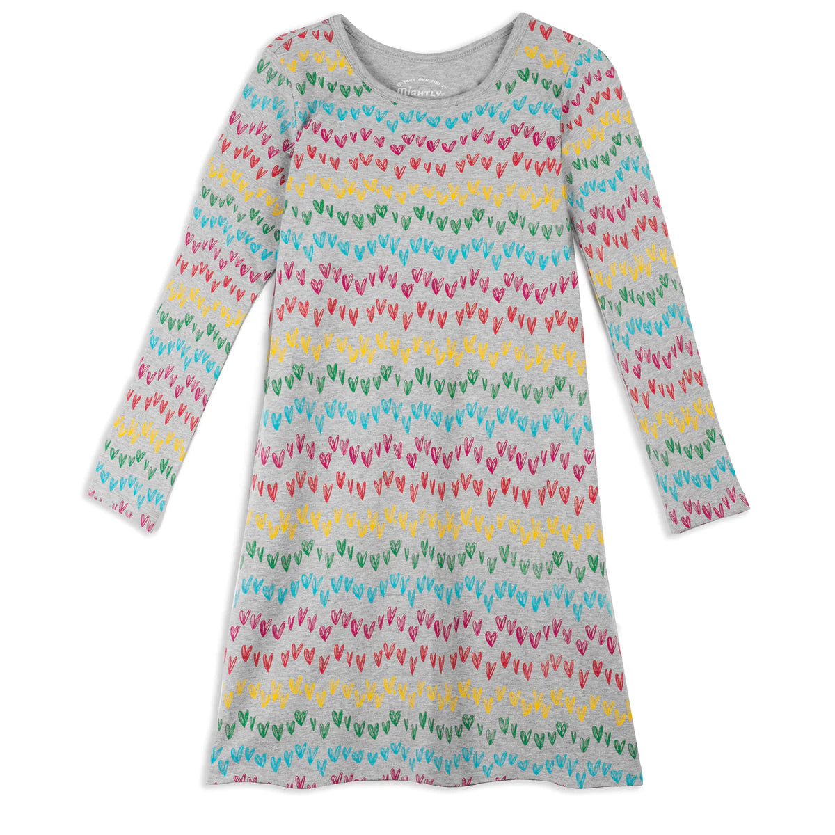 Mightly Girls Rainbow Hearts Dress Size: 2-5T Rainbow Hearts