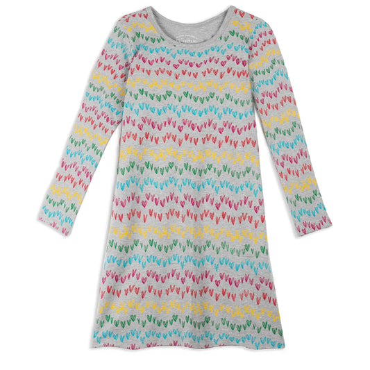 Mightly Girls Rainbow Hearts Dress Size: 2-5T Rainbow Hearts