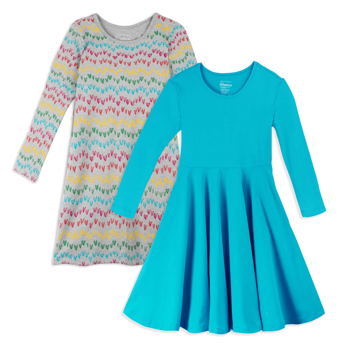 Mightly Girls Rainbow Hearts Dress Size: 2-5T Rainbow Hearts
