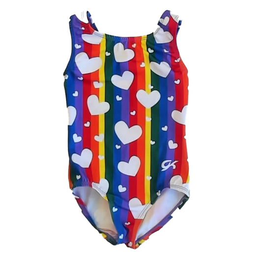 GK Girls Rainbow Hearts Leotard Size: 3-4T Rainbow Hearts