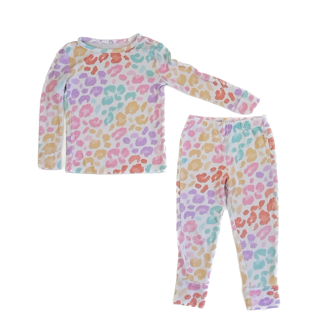 Posh Peanut Girls Rainbow Leopard 2-piece Pajamas Size: 3-4T Rainbow Leopard