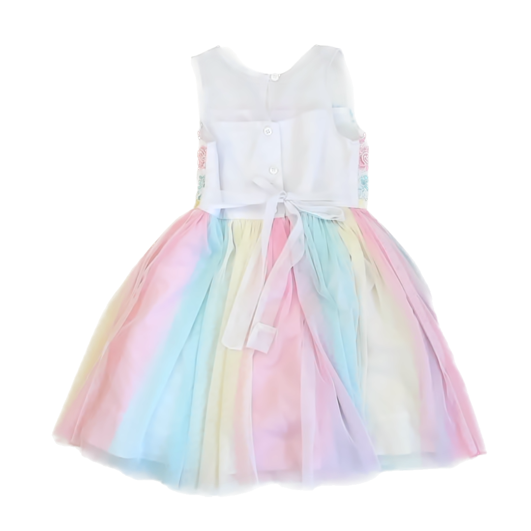 Jona Michelle Girls Rainbow Pastel Special Occasion Dress Size: 6 Years Rainbow Pastel