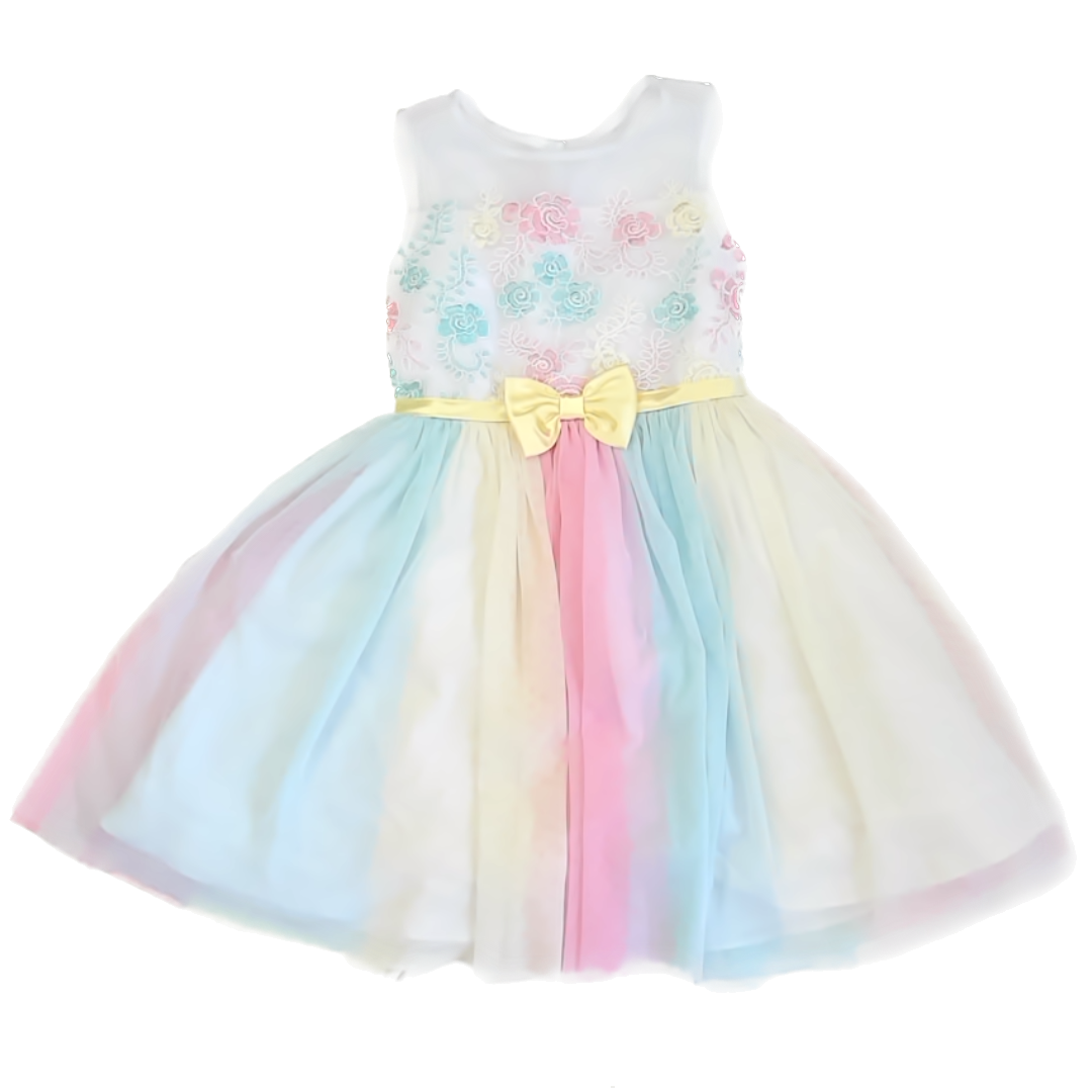 Jona Michelle Girls Rainbow Pastel Special Occasion Dress Size: 6 Years Rainbow Pastel