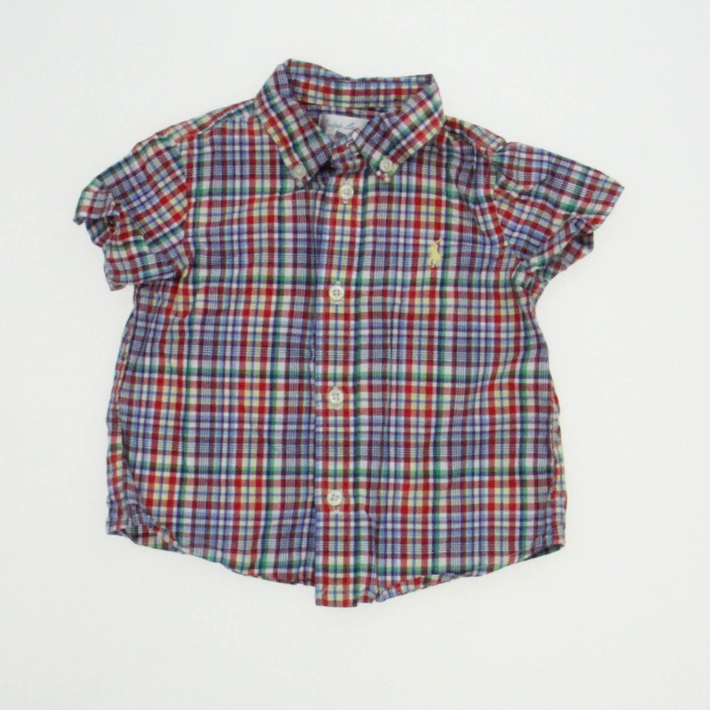 Ralph Lauren Boys Rainbow | Plaid Button Down Short Sleeve Size: 6 Months Rainbow | Plaid