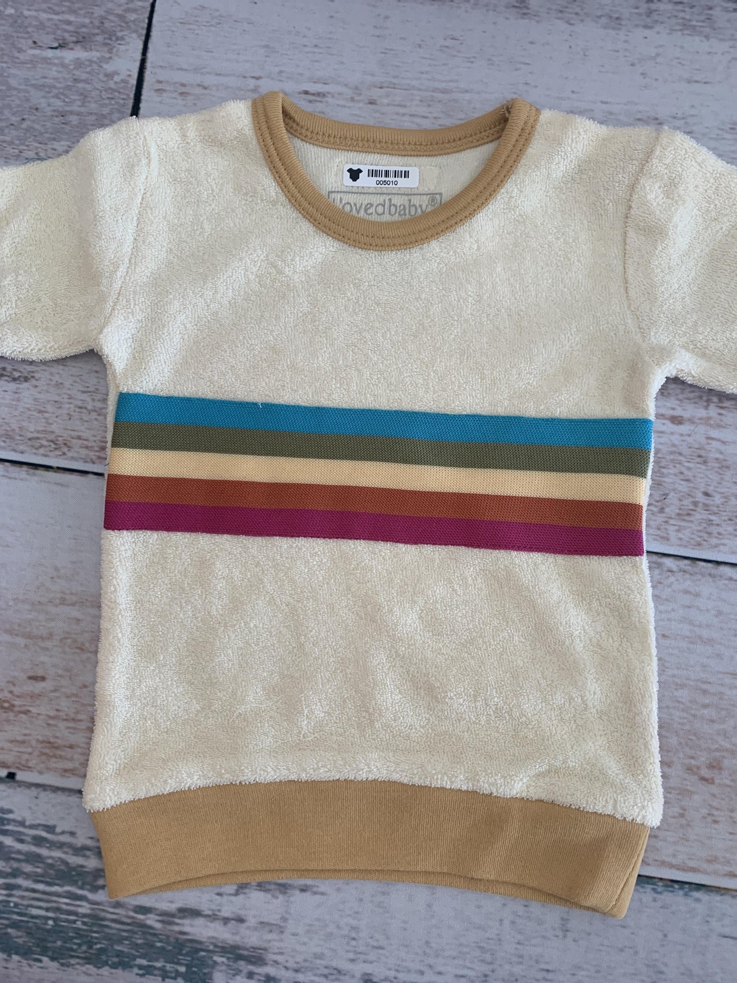 L‚Äôoved Baby Girls Rainbow | Retro | cream | Stripe Shirt Size: 6-9 months Rainbow | Retro | cream | Stripe
