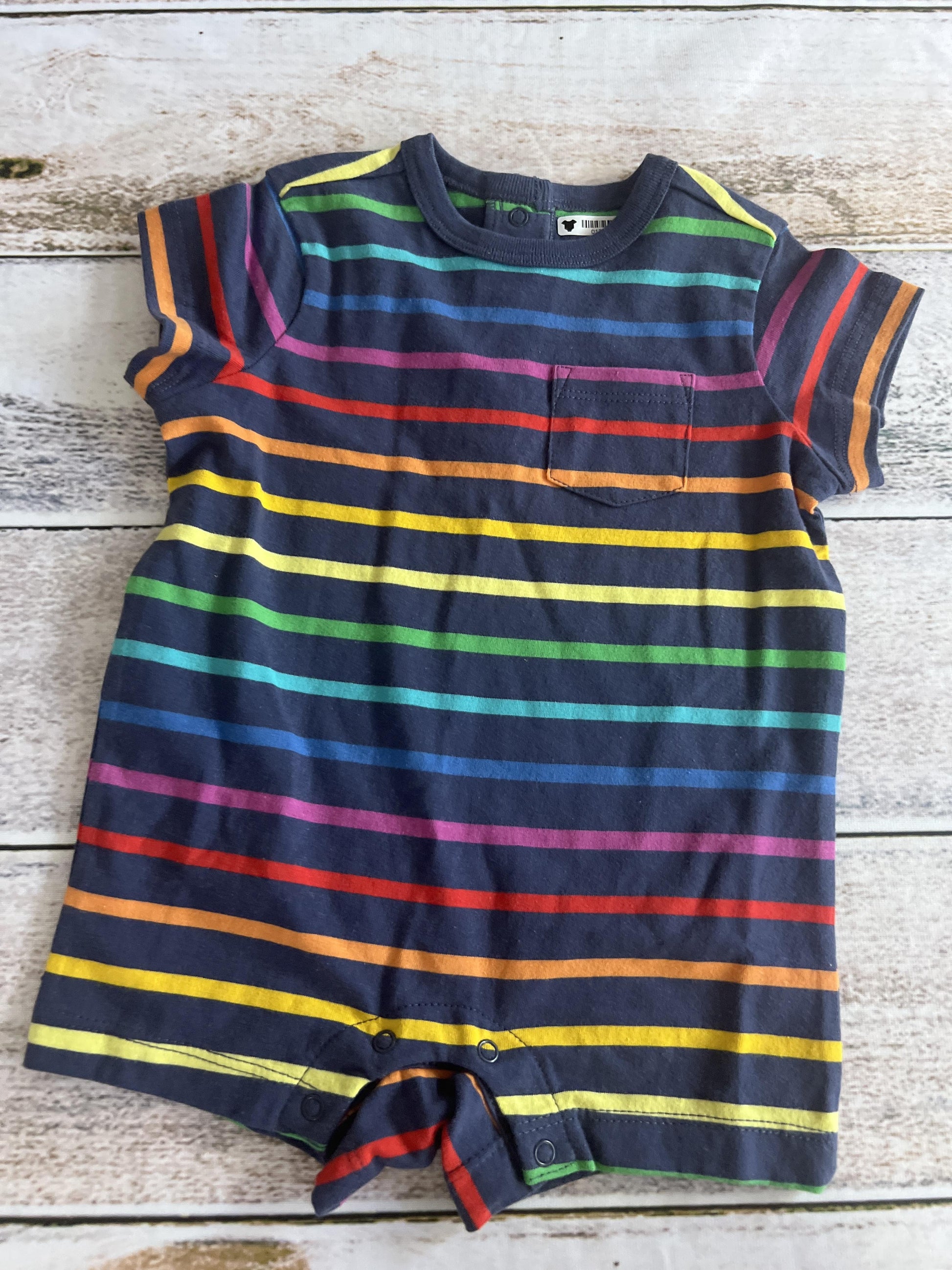 Primary Unisex Rainbow | Stripe Romper Size: 3-6 months Rainbow | Stripe