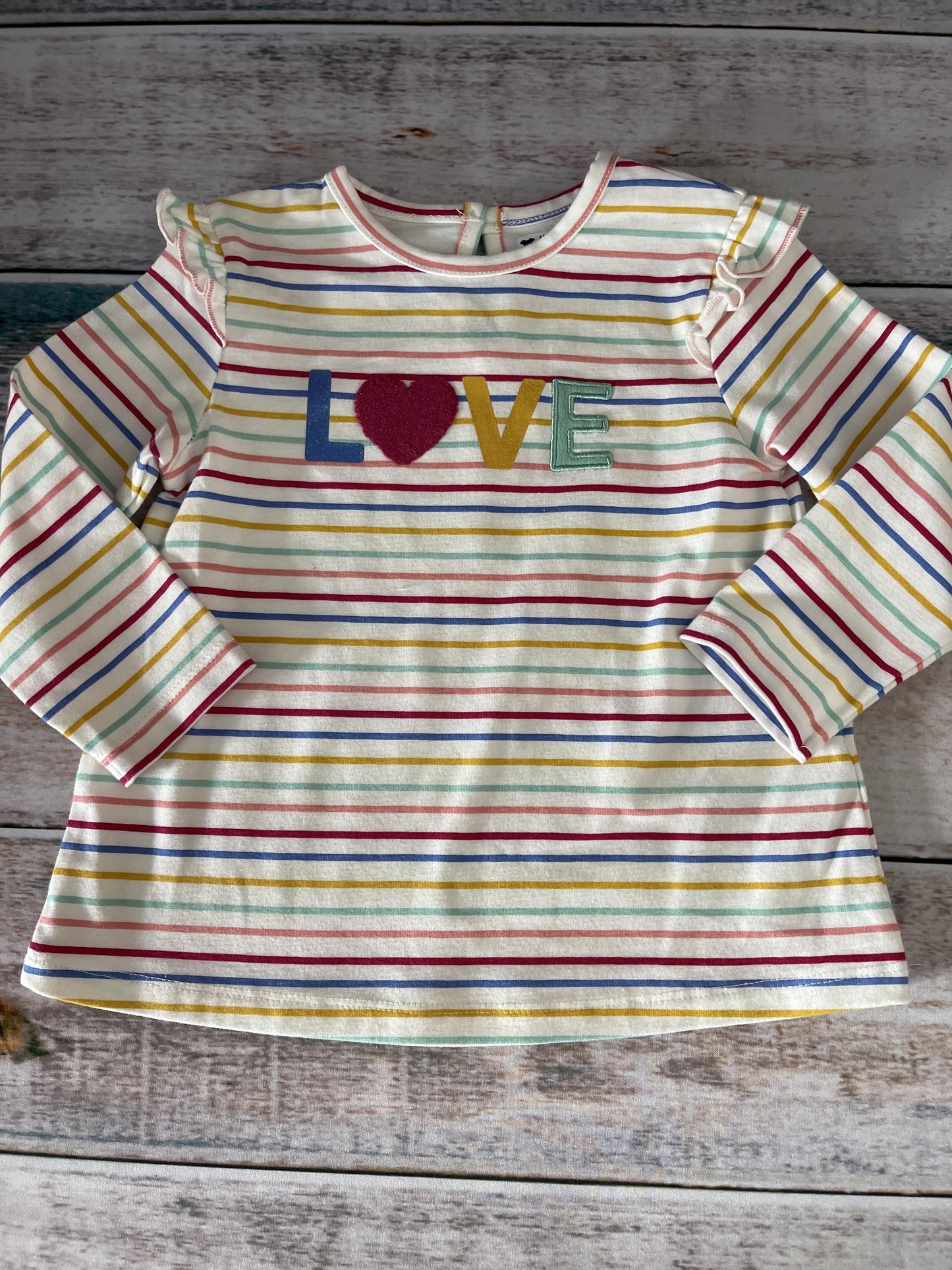 Little Me Girls Rainbow | Stripe Long Sleeve T-Shirt Size: 18 months Rainbow | Stripe