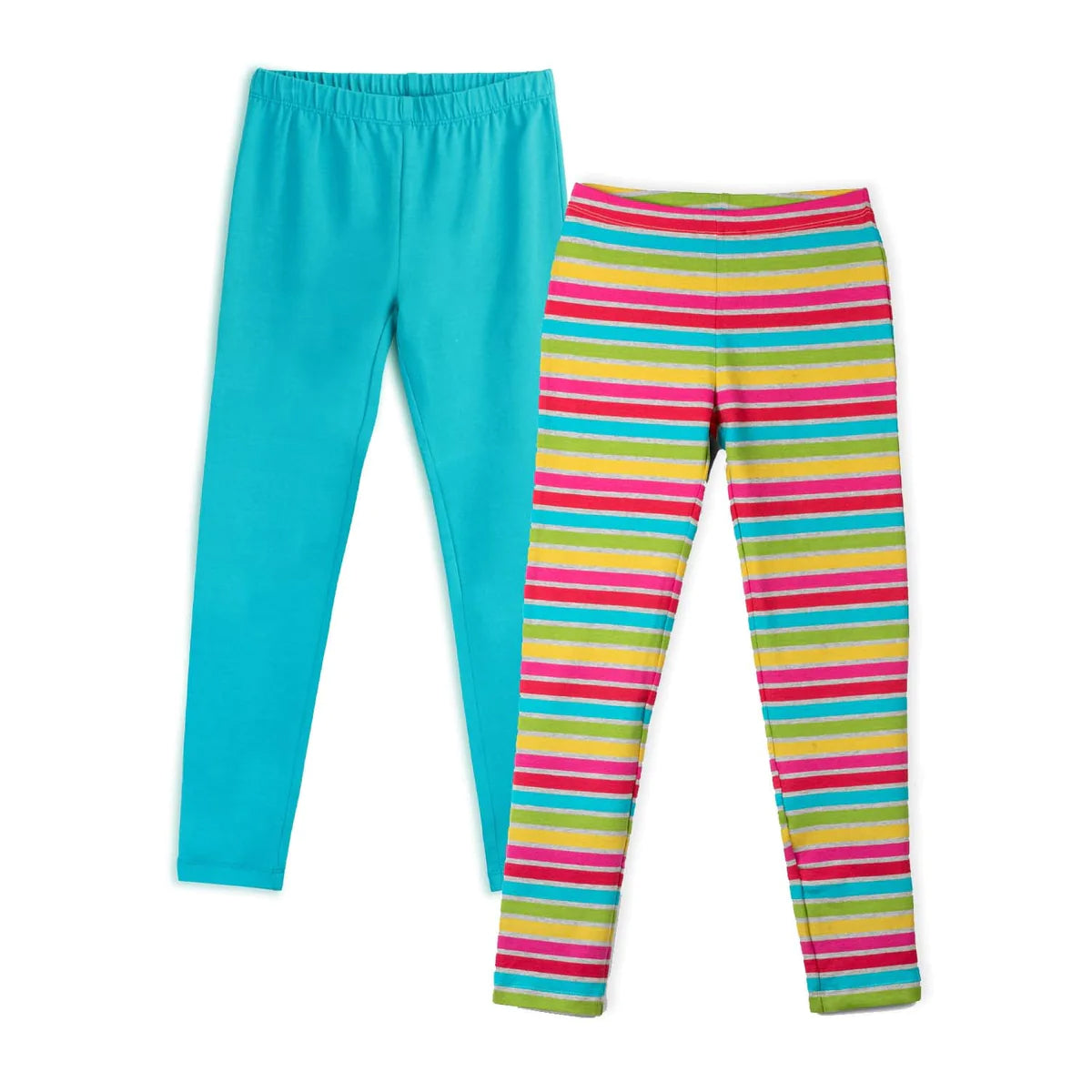 Mightly Girls Rainbow Stripe Leggings Size: 6-14 Years Rainbow Stripe