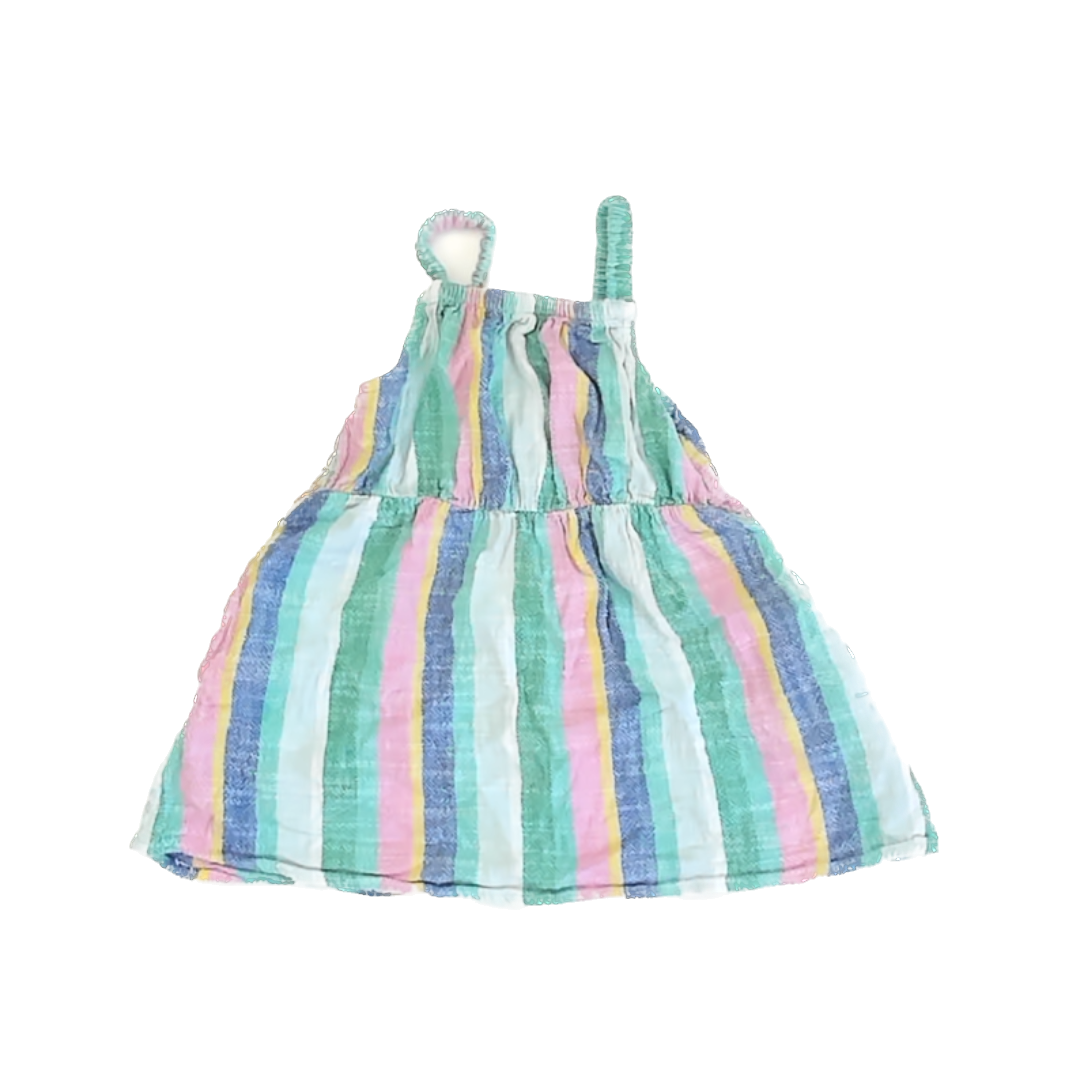 Cat & Jack Girls Rainbow Striped Dress Size: 2T Rainbow Striped