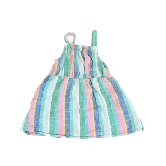 Cat & Jack Girls Rainbow Striped Dress Size: 2T Rainbow Striped