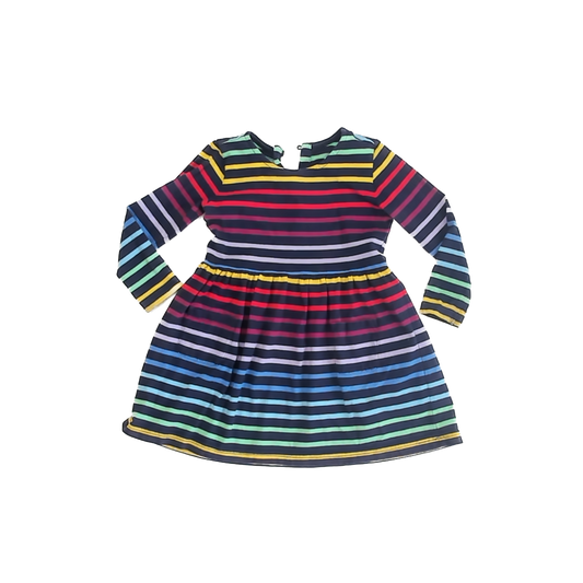 Primary Girls Rainbow Striped Dress Size: 2T Rainbow Striped