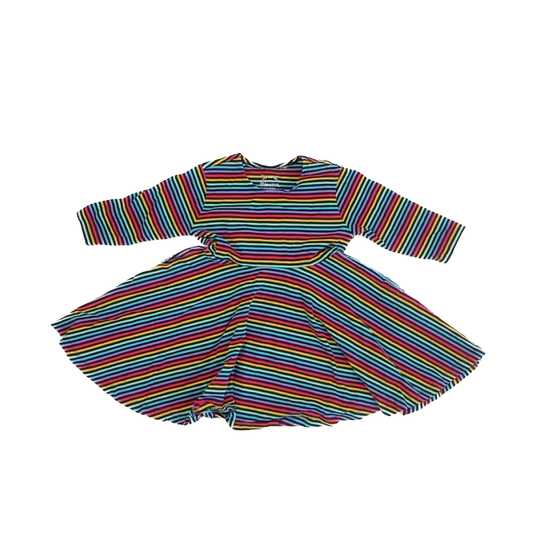 Mightly Girls Rainbow Striped Dress Size: 4T Rainbow Striped