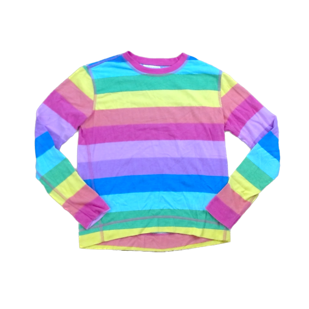 Rockets Of Awesome Girls Rainbow Stripes Long Sleeve T-Shirt Size: 12 Years Rainbow Stripes