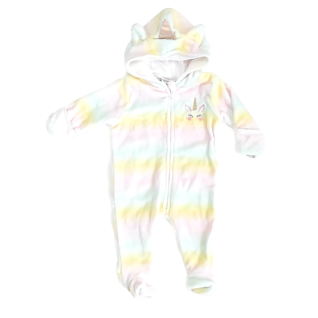 Penelope Mack Girls Rainbow Unicorn Bunting Size: 6-9 Months Rainbow Unicorn