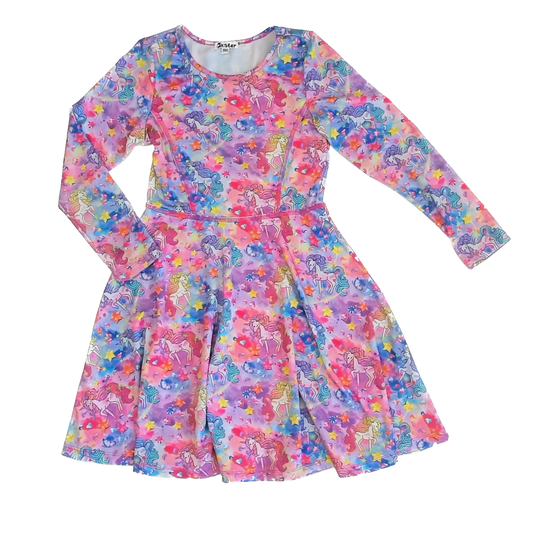 JX Star Girls Rainbow Unicorn Dress Size: 8-9 Years Rainbow Unicorn