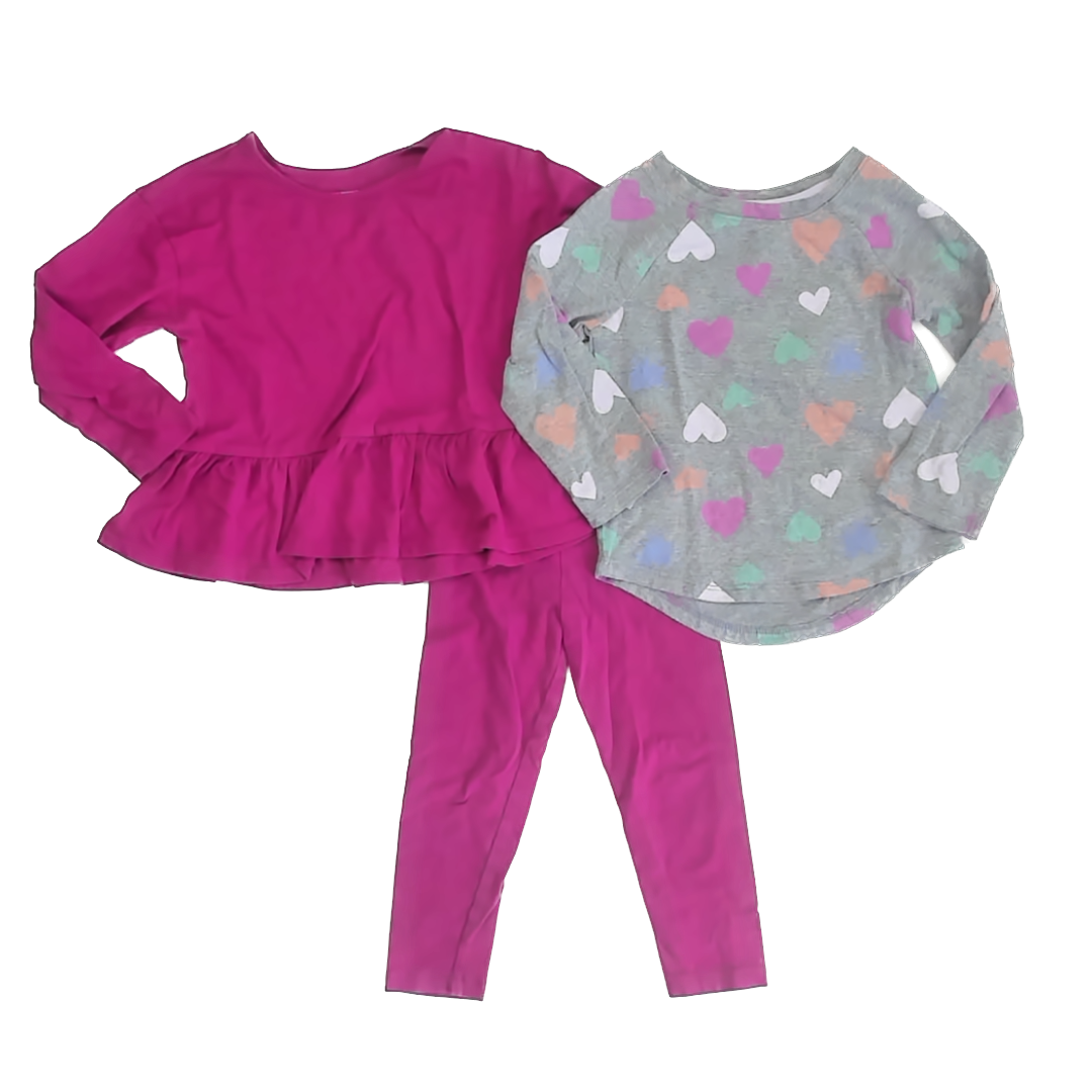 Children's Place Girls Raspberry Hearts Apparel Sets Size: 2T Raspberry Hearts