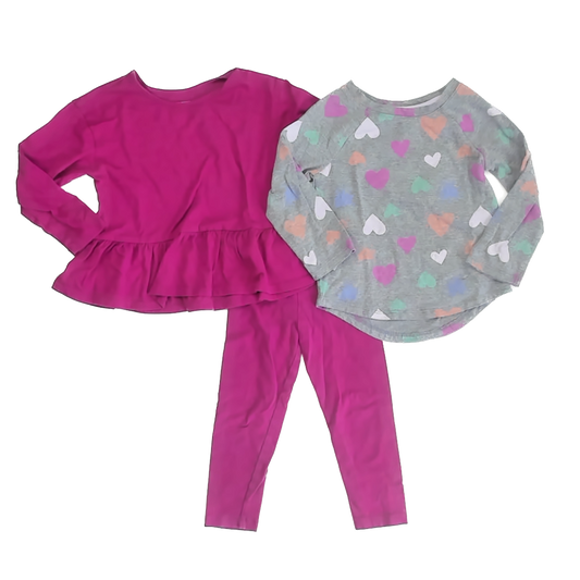 Children's Place Girls Raspberry Hearts Apparel Sets Size: 2T Raspberry Hearts