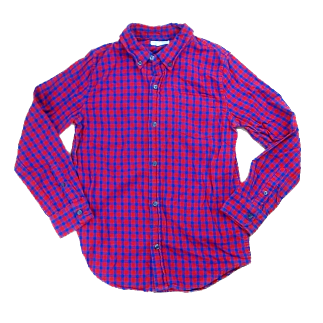 Rockets Of Awesome Boys Red and Blue Checkered Button Down Long Sleeve Size: 12 Years Red and Blue Checkered
