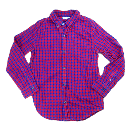 Rockets Of Awesome Boys Red and Blue Checkered Button Down Long Sleeve Size: 12 Years Red and Blue Checkered